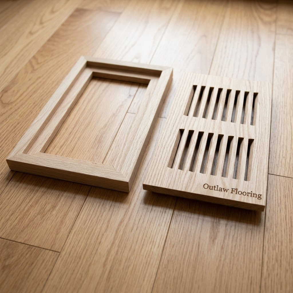 Solid Wood Flush-Mount Floor Register, Horizontal Slot