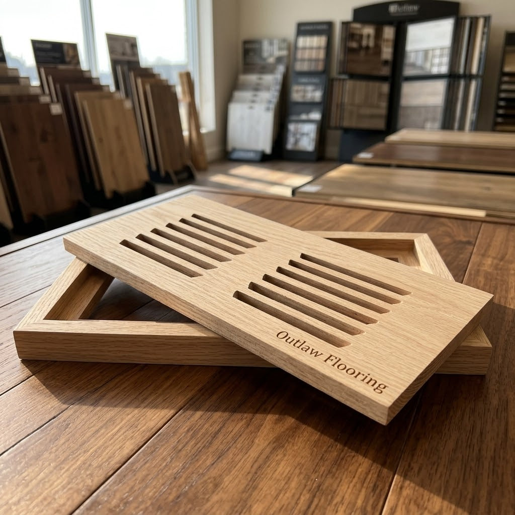 Solid Wood Flush-Mount Floor Register, Horizontal Slot