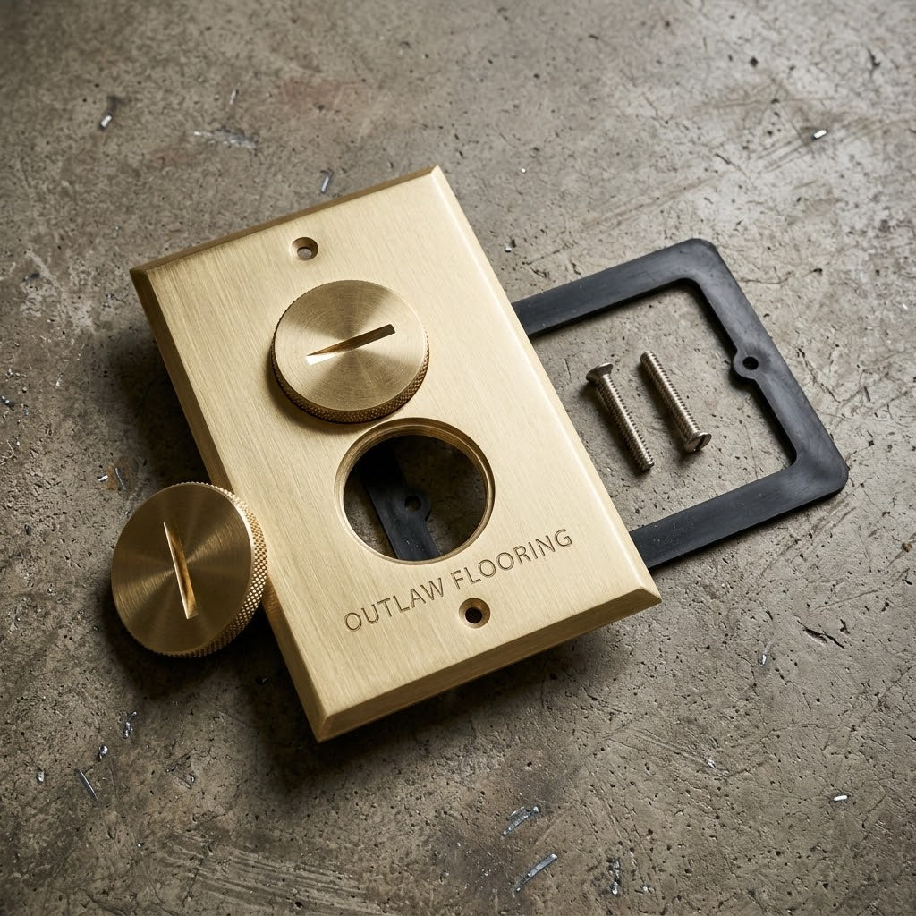 Solid Brass Floor Outlet Cover Plate - Duplex
