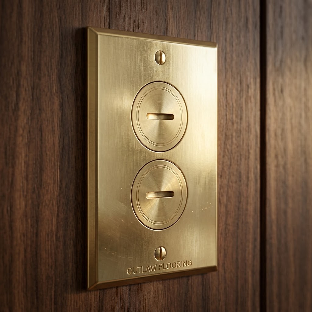 Solid Brass Floor Outlet Cover Plate - Duplex